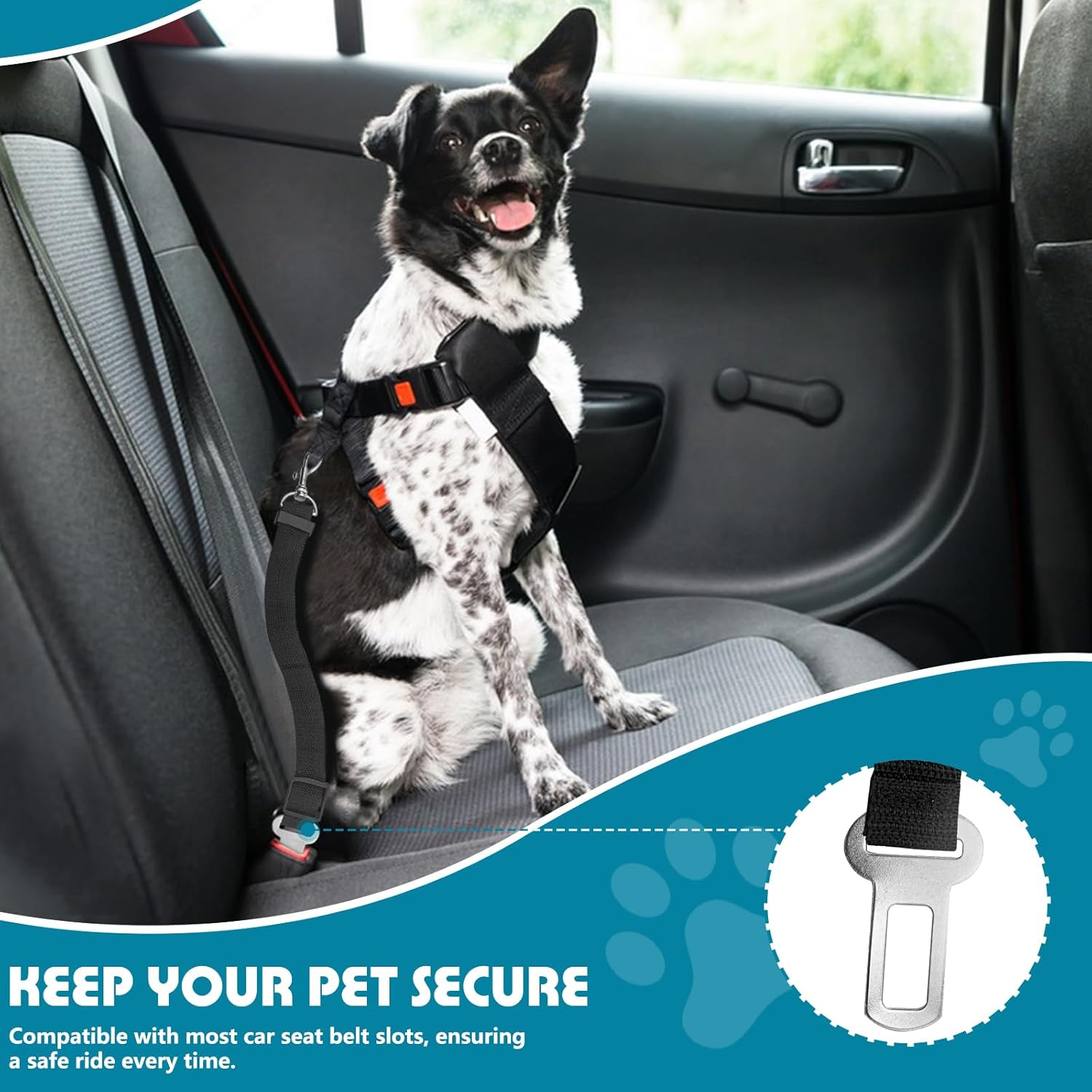2 Pack Adjustable Dog Seat Belt for Car