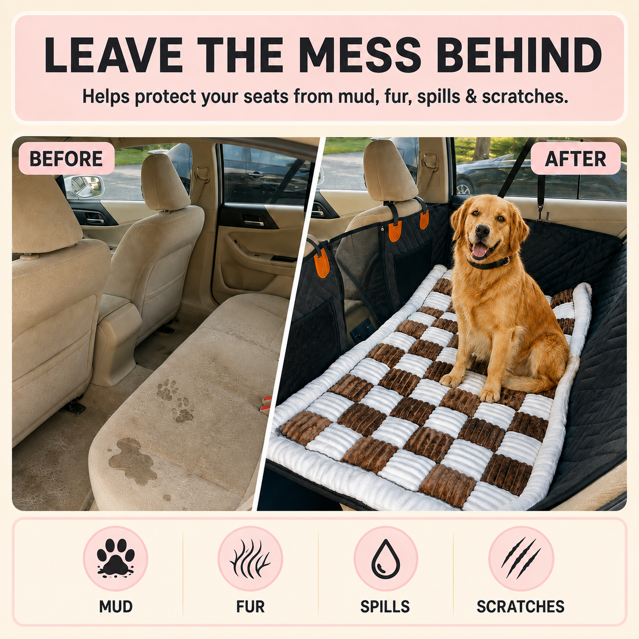Hard Bottom Dog Back Seat Cover