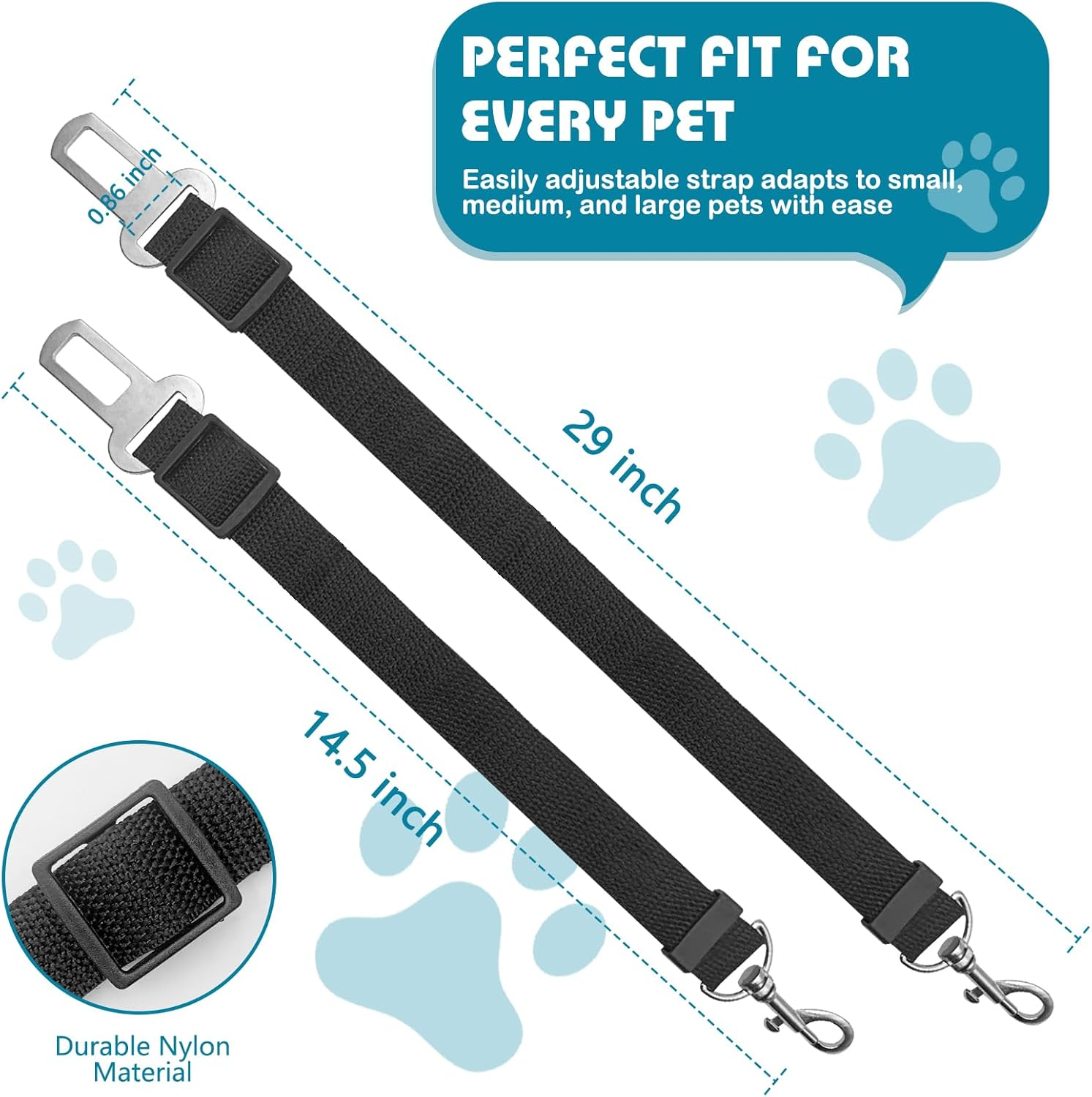 2 Pack Adjustable Dog Seat Belt for Car